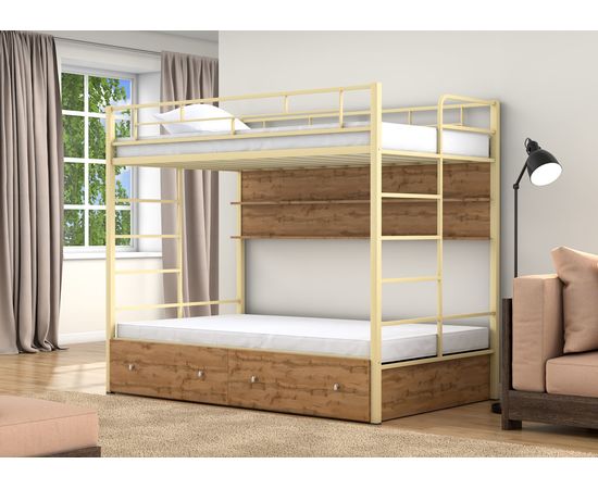 Двухъярусная кровать Валенсия Твист-120 с ящиками и полками, КОД:4s-vat120/yp, images №10, magsale.ru