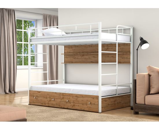Двухъярусная кровать Валенсия Твист-120 с ящиками и полками, КОД:4s-vat120/yp, images №11, magsale.ru