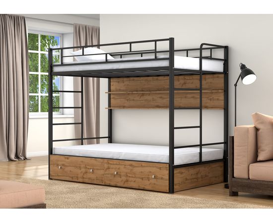 Двухъярусная кровать Валенсия Твист-120 с ящиками и полками, КОД:4s-vat120/yp, images №12, magsale.ru