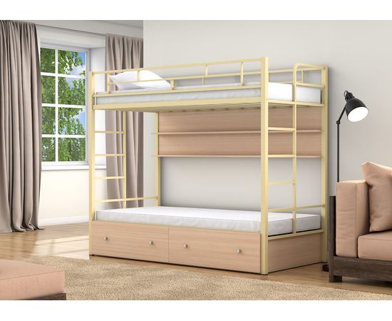 Двухъярусная кровать Валенсия Твист с ящиками и полкой, КОД:4s-vat/yp, images №3, magsale.ru