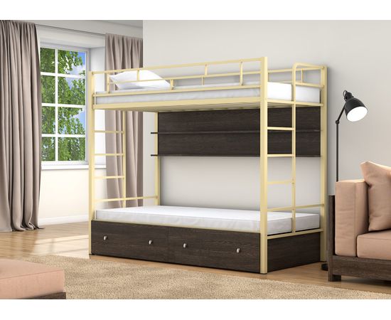 Двухъярусная кровать Валенсия Твист с ящиками и полкой, КОД:4s-vat/yp, images №6, magsale.ru