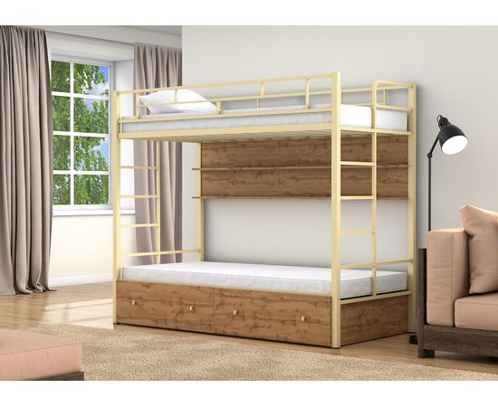 Двухъярусная кровать Валенсия Твист с ящиками и полкой, КОД:4s-vat/yp, images №8, magsale.ru