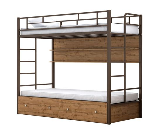 Двухъярусная кровать Валенсия Твист с ящиками и полкой, КОД:4s-vat/yp, images №1, magsale.ru