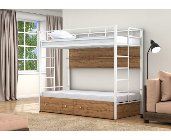 Двухъярусная кровать Валенсия Твист с ящиками и полкой, КОД:4s-vat/yp, images №9, magsale.ru