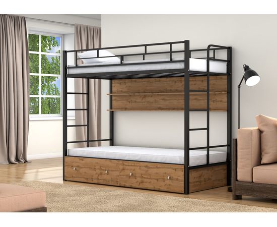 Двухъярусная кровать Валенсия Твист с ящиками и полкой, КОД:4s-vat/yp, images №10, magsale.ru