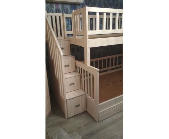 Двухъярусная кровать из массива сосны Лесси (с врезными ручками), КОД:VTS3104, images №2, magsale.ru