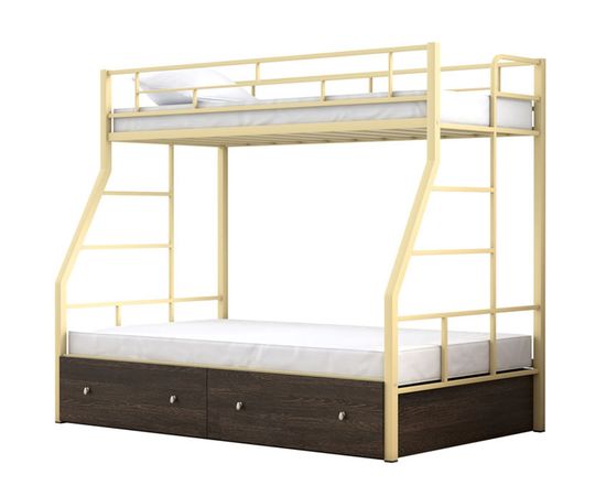 Двухъярусная металлическая кровать Раута Твист с ящиками, КОД:4s-rat/y, images №1, magsale.ru