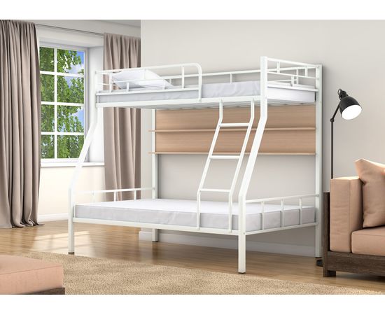 Двухъярусная металлическая кровать Раута с полкой, КОД:4s-ra/p, images №4, magsale.ru