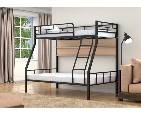 Двухъярусная металлическая кровать Раута с полкой, КОД:4s-ra/p, images №5, magsale.ru