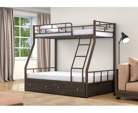 Двухъярусная металлическая кровать Раута с ящиками, КОД:4s-ra/y, images №5, magsale.ru