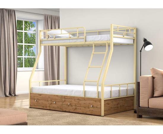 Двухъярусная металлическая кровать Раута с ящиками, КОД:4s-ra/y, images №8, magsale.ru