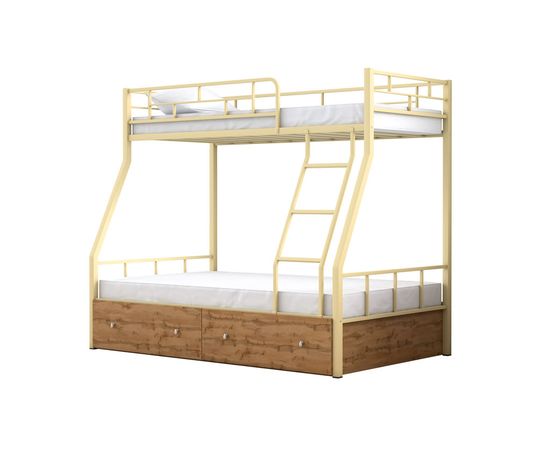 Двухъярусная металлическая кровать Раута с ящиками, КОД:4s-ra/y, images №12, magsale.ru