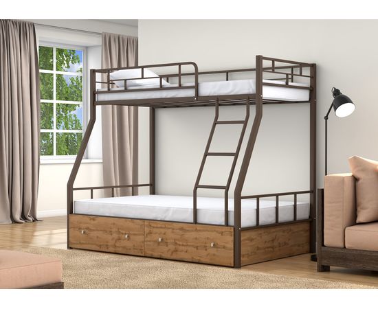 Двухъярусная металлическая кровать Раута с ящиками, КОД:4s-ra/y, images №9, magsale.ru