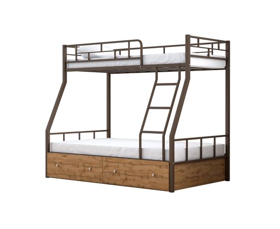 Двухъярусная металлическая кровать Раута с ящиками, КОД:4s-ra/y, images №13, magsale.ru