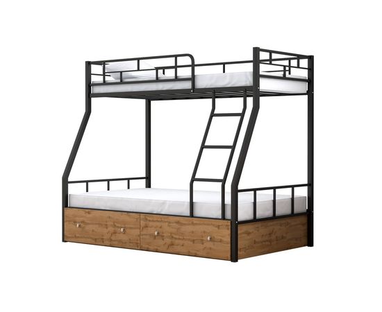 Двухъярусная металлическая кровать Раута с ящиками, КОД:4s-ra/y, images №1, magsale.ru