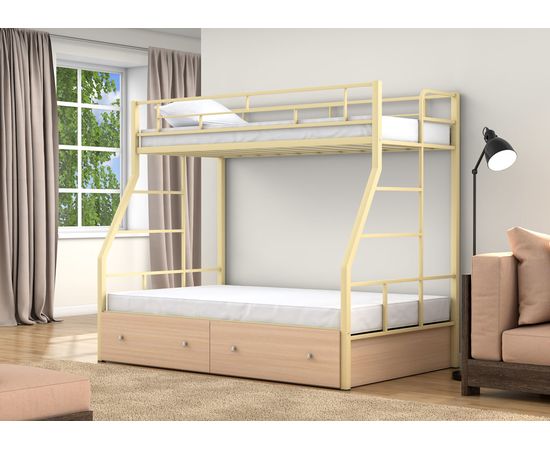 Двухъярусная металлическая кровать Раута Твист с ящиками, КОД:4s-rat/y, images №3, magsale.ru