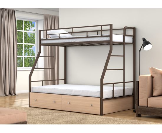 Двухъярусная металлическая кровать Раута Твист с ящиками, КОД:4s-rat/y, images №7, magsale.ru