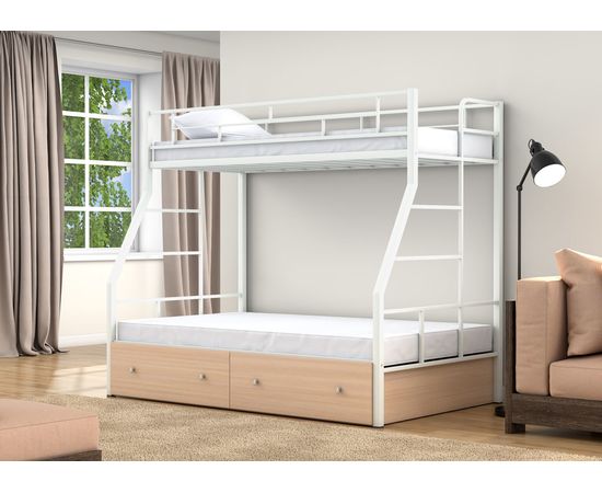 Двухъярусная металлическая кровать Раута Твист с ящиками, КОД:4s-rat/y, images №8, magsale.ru