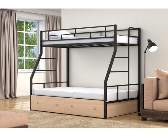 Двухъярусная металлическая кровать Раута Твист с ящиками, КОД:4s-rat/y, images №9, magsale.ru