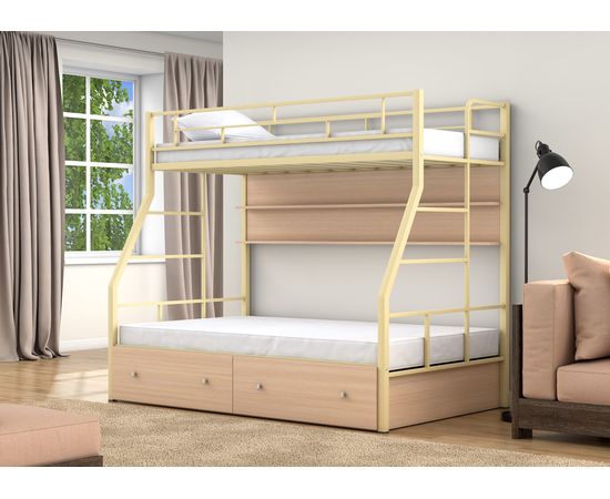 Двухъярусная металлическая кровать Раута Твист с ящиками и полкой, КОД:4s-rat/yp, images №11, magsale.ru