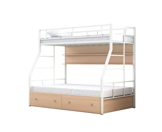 Двухъярусная металлическая кровать Раута Твист с ящиками и полкой, КОД:4s-rat/yp, images №2, magsale.ru