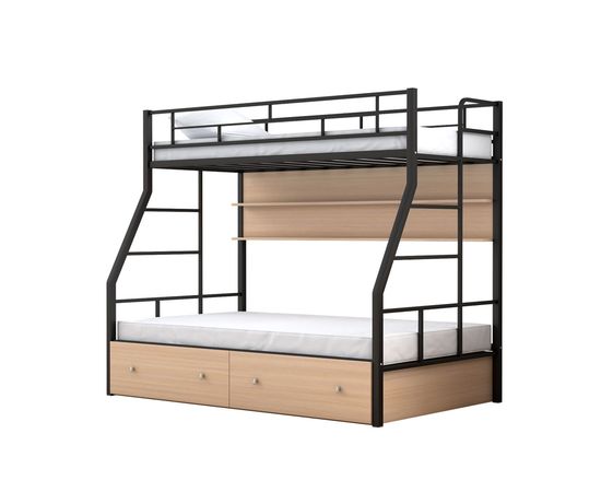 Двухъярусная металлическая кровать Раута Твист с ящиками и полкой, КОД:4s-rat/yp, images №3, magsale.ru