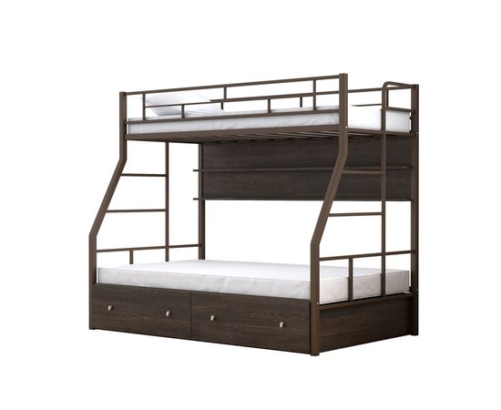 Двухъярусная металлическая кровать Раута Твист с ящиками и полкой, КОД:4s-rat/yp, images №5, magsale.ru