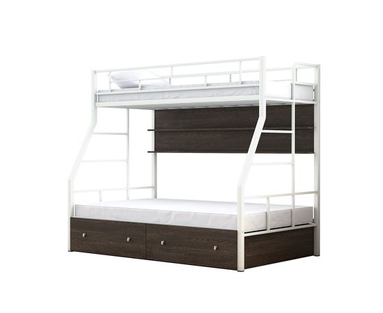 Двухъярусная металлическая кровать Раута Твист с ящиками и полкой, КОД:4s-rat/yp, images №6, magsale.ru