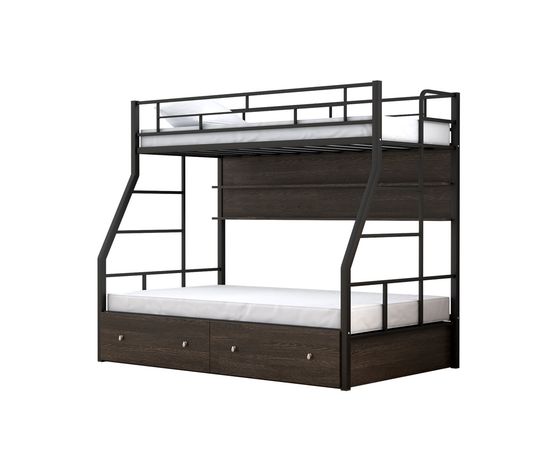 Двухъярусная металлическая кровать Раута Твист с ящиками и полкой, КОД:4s-rat/yp, images №7, magsale.ru