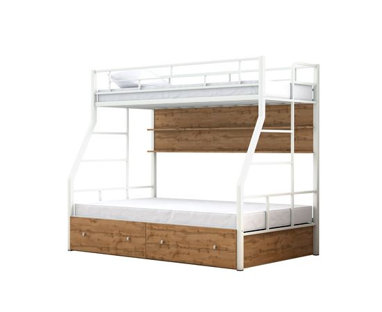 Двухъярусная металлическая кровать Раута Твист с ящиками и полкой, КОД:4s-rat/yp, images №9, magsale.ru