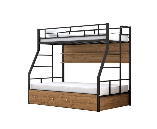 Двухъярусная металлическая кровать Раута Твист с ящиками и полкой, КОД:4s-rat/yp, images №10, magsale.ru