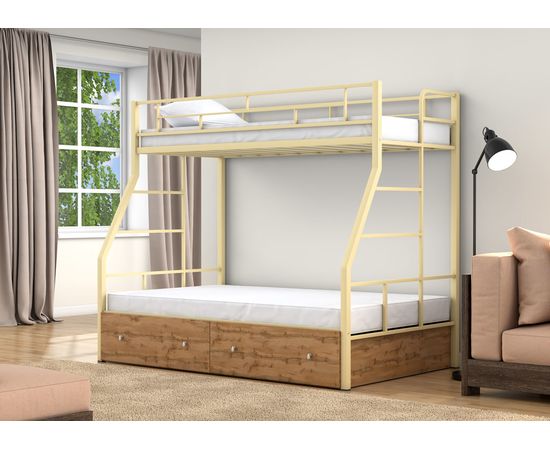 Двухъярусная металлическая кровать Раута Твист с ящиками, КОД:4s-rat/y, images №12, magsale.ru