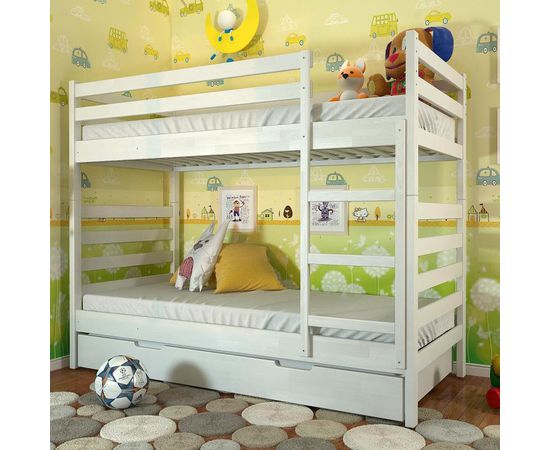 Двухъярусная кровать с выдвижным спальным местом Классика Люкс, КОД:VMK2896, images №2, magsale.ru