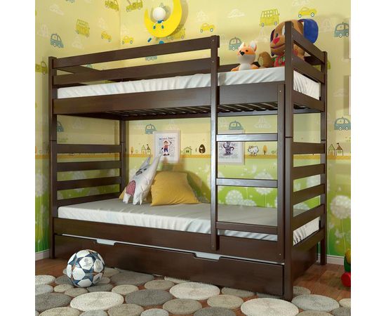 Двухъярусная кровать с выдвижным спальным местом Классика Люкс, КОД:VMK2896, images №1, magsale.ru