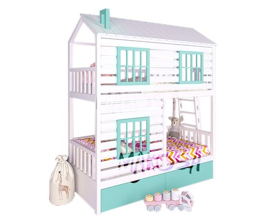 Двухъярусная кровать-домик Джованни из массива, КОД:MS445, images №1, magsale.ru