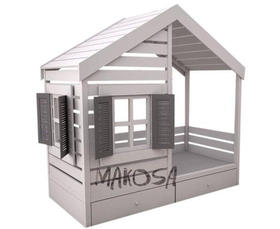 Детская кровать домик из массива Фортуната, КОД:MS412, images №1, magsale.ru