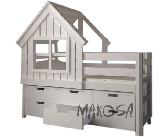 Детская кровать домик Пикси, массив дерева, КОД:MS415, images №1, magsale.ru