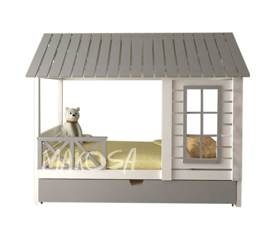 Детская кровать домик из массива Грасс с выкатной кроватью, КОД:MS417, images №1, magsale.ru