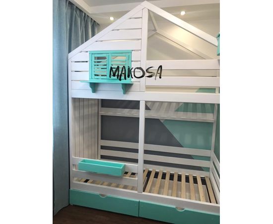 Двухъярусная кровать-домик из дерева №72 IKAR, КОД:FMS454, images №2, magsale.ru