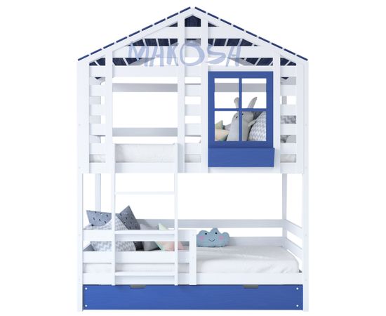 Двухъярусная выдвижная кровать-домик №48 Гарри, КОД:MS481, images №1, magsale.ru