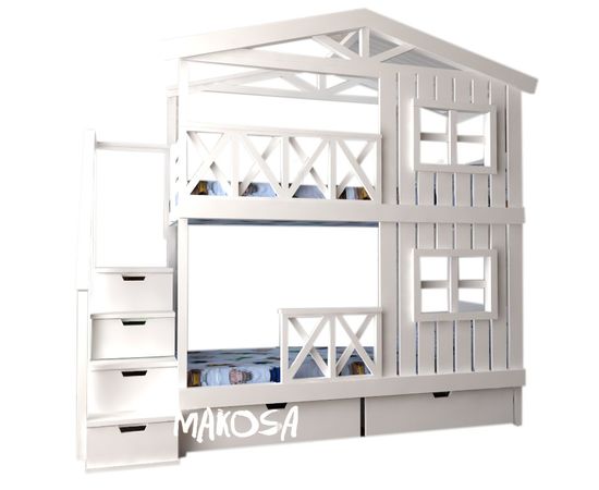Двухъярусная кровать-домик №30 Калипсо (массив), КОД:MS490, images №4, magsale.ru