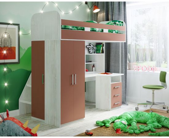 Кровать-чердак с рабочей зоной Аракс, КОД:ZFX1, images №4, magsale.ru