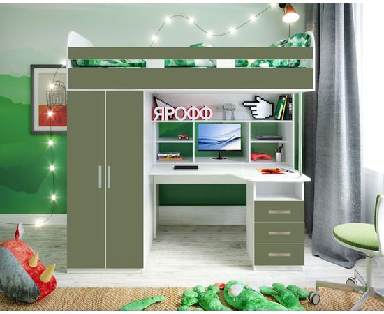 Кровать-чердак с рабочей зоной Аракс, КОД:ZFX1, images №12, magsale.ru