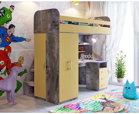 Кровать-чердак с рабочей зоной Аракс, КОД:ZFX1, images №1, magsale.ru