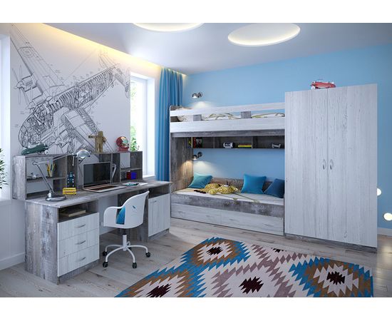 Двухъярусная кровать со шкафом ЮТА, КОД:ЯЮТ22, images №3, magsale.ru