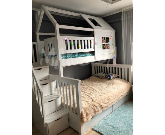 Двухъярусная кровать-домик Долли (массив), КОД:MS4906, images №3, magsale.ru