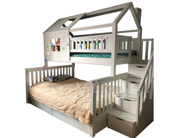 Двухъярусная кровать-домик Долли (массив), КОД:MS4906, images №1, magsale.ru