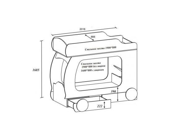 Двухъярусная кровать Автобус, лестница металл, КОД:SL101, images №4, magsale.ru