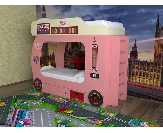 Двухъярусная кровать Автобус, лестница металл, КОД:SL101, images №1, magsale.ru