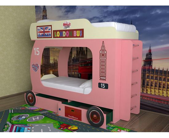 Двухъярусная кровать Автобус, лестница металл, КОД:SL101, images №3, magsale.ru